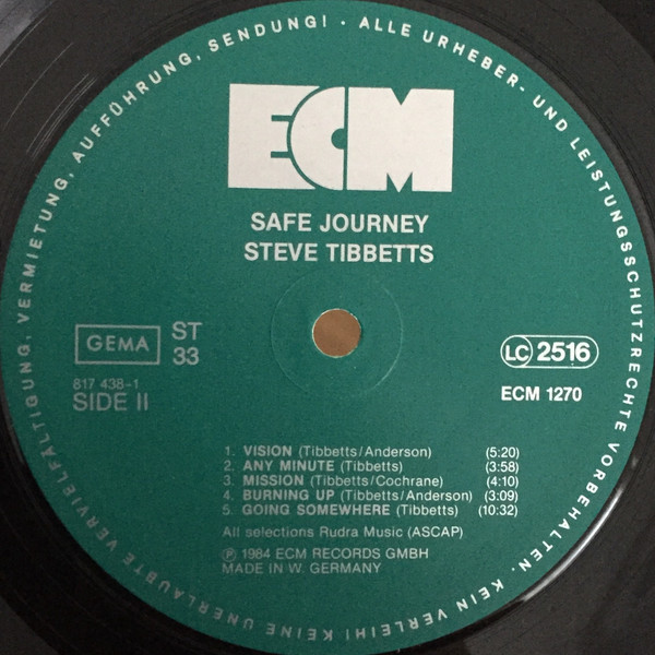 Steve Tibbetts - Safe Journey | ECM Records (ECM 1270) - 4 Steve Tibbetts - Safe Journey | ECM Records (ECM 1270) - 4