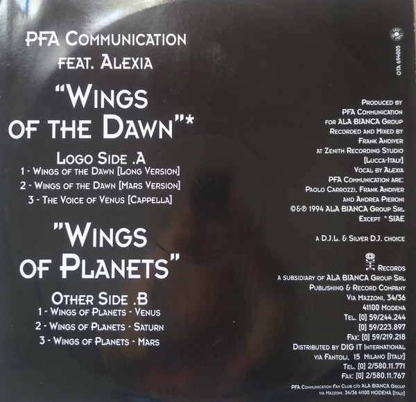 PFA Communication Feat. Alexia - Wings Of The Dawn | Outta Records (OTA 694005) - 2 PFA Communication Feat. Alexia - Wings Of The Dawn | Outta Records (OTA 694005) - 2
