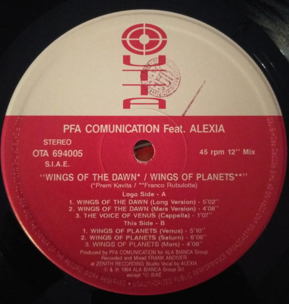 PFA Communication Feat. Alexia - Wings Of The Dawn | Outta Records (OTA 694005) - 4 PFA Communication Feat. Alexia - Wings Of The Dawn | Outta Records (OTA 694005) - 4