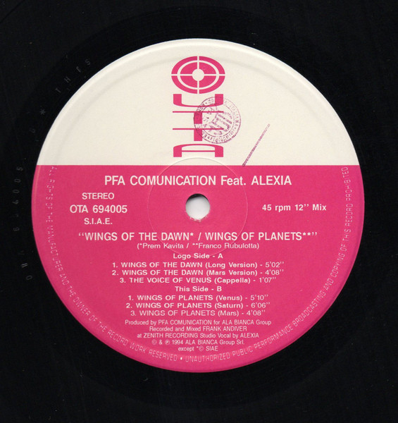 PFA Communication Feat. Alexia - Wings Of The Dawn | Outta Records (OTA 694005) - 3 PFA Communication Feat. Alexia - Wings Of The Dawn | Outta Records (OTA 694005) - 3
