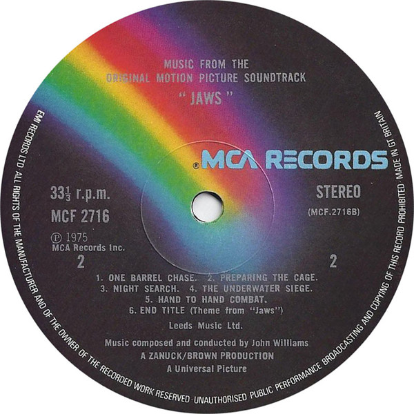 John Williams - Jaws (Music From The Original Motion Picture Soundtrack) | MCA Records (MCF 2716) - 4