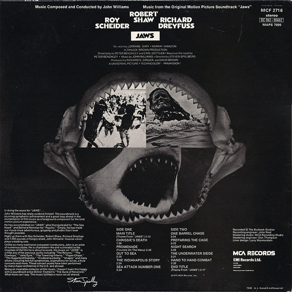 John Williams - Jaws (Music From The Original Motion Picture Soundtrack) | MCA Records (MCF 2716) - 2