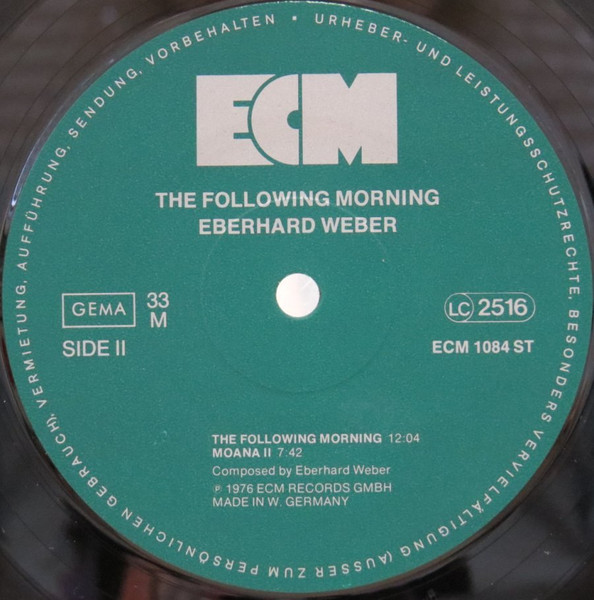 Eberhard Weber - The Following Morning | ECM Records (ECM 1084) - 4 Eberhard Weber - The Following Morning | ECM Records (ECM 1084) - 4