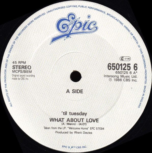 'Til Tuesday - What About Love | Epic (650125 6) - 3