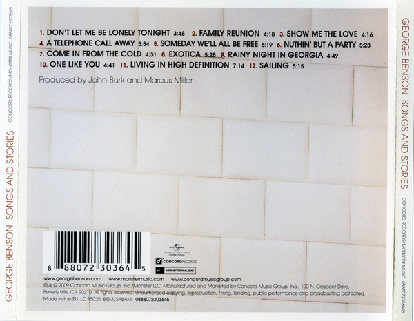 George Benson - Songs And Stories | Concord Records (0888072303645) - 2