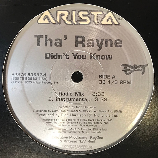 Tha' Rayne - Didn't You Know | Arista (82876-53682-1) - 2