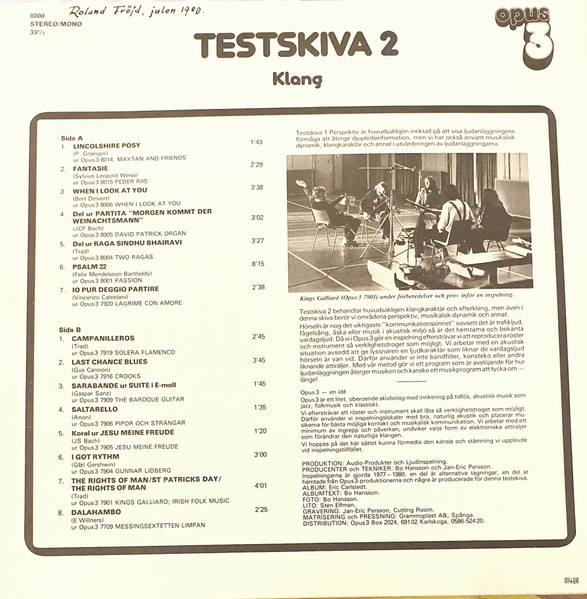 Various - Testskiva 2 (Klang) | Opus 3 (8000) - 2