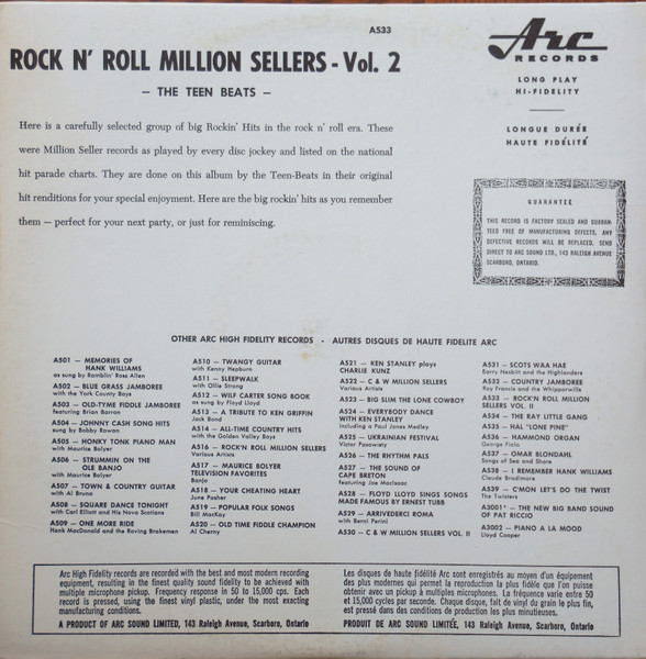 The Teen-Beats - Rock 'N Roll Million Sellers Volume 2 | Arc Records (ARC-533) - 2 The Teen-Beats - Rock 'N Roll Million Sellers Volume 2 | Arc Records (ARC-533) - 2