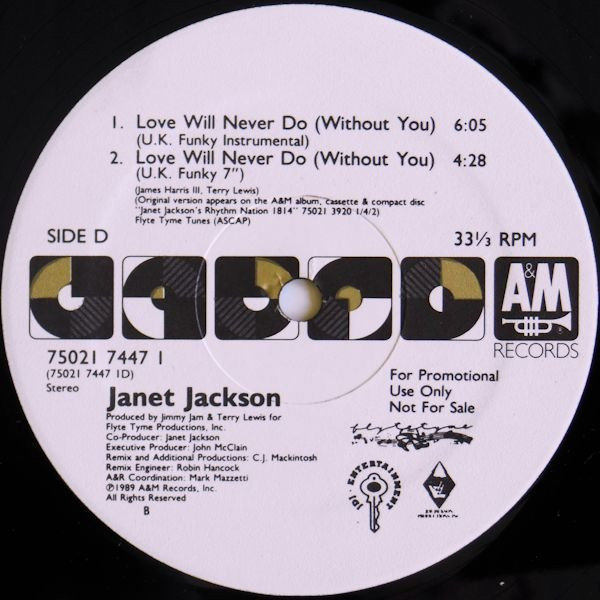 Janet Jackson - Love Will Never Do (Without You) | A&M Records (75021 7447 1) - 3