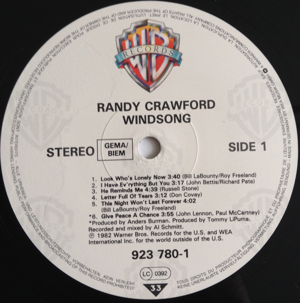 Randy Crawford - Windsong | Warner Bros. Records (923 780-1) - 3