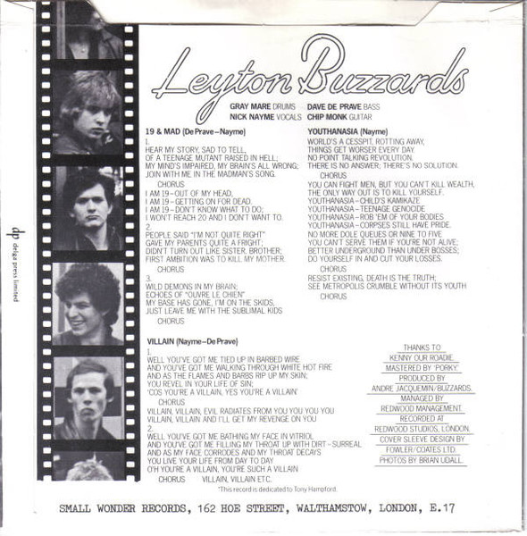 Leyton Buzzards - 19 & Mad | Small Wonder Records (SMALL 7) - 2
