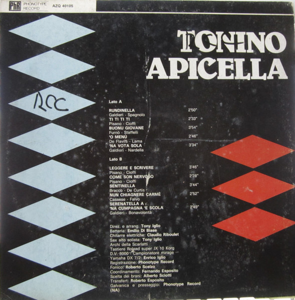 Tonino Apicella - Tonino Apicella | Phonotype Record (AZQ 40105) - 2 Tonino Apicella - Tonino Apicella | Phonotype Record (AZQ 40105) - 2