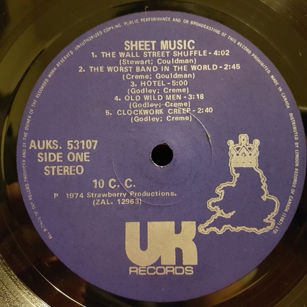 10cc - Sheet Music | UK Records (AUKS 53107) - 3