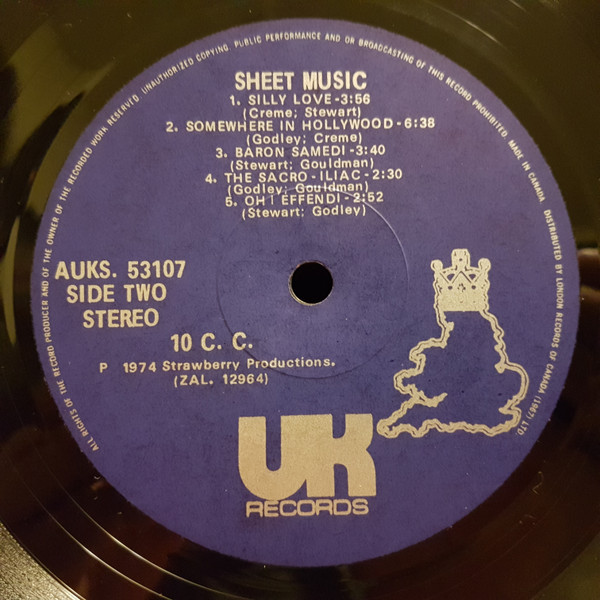 10cc - Sheet Music | UK Records (AUKS 53107) - 4