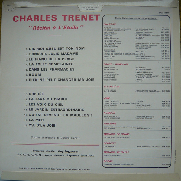 Charles Trenet - Récital À L' Étoile | Columbia (CTX 40.110) - 2 Charles Trenet - Récital À L' Étoile | Columbia (CTX 40.110) - 2