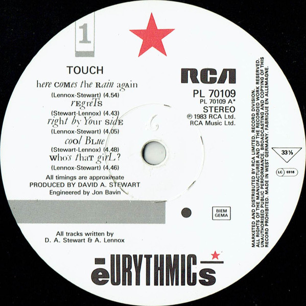 Eurythmics - Touch | RCA (PL 70109) - 3