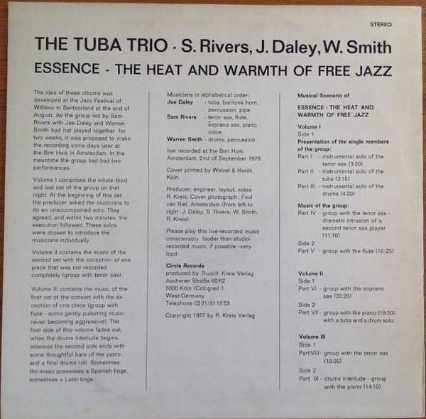 The Tuba Trio - Essence - The Heat And Warmth Of Free Jazz Vol. I | Circle Records (RK 2976/1) - 2 The Tuba Trio - Essence - The Heat And Warmth Of Free Jazz Vol. I | Circle Records (RK 2976/1) - 2