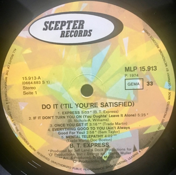 B.T. Express - Do It ('Til You're Satisfied) | Scepter Records (MLP 15.913) - 3