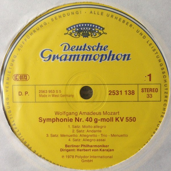 Wolfgang Amadeus Mozart , Berliner Philharmoniker , Herbert von Karajan - Symphonien No. 40 / No. 41 «Jupiter» | Deutsche Grammophon (2531 138) - 3