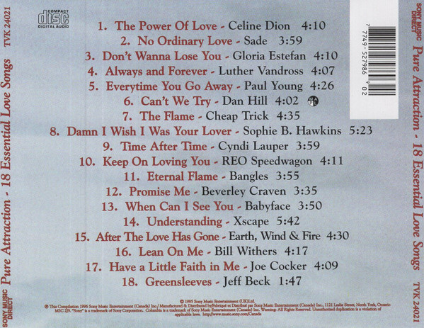 Various - Pure Attraction - 18 Essential Love Songs | Sony Music Direct (TVK 24021) - 3 Various - Pure Attraction - 18 Essential Love Songs | Sony Music Direct (TVK 24021) - 3