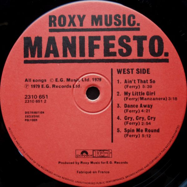 Roxy Music - Manifesto | Polydor (2310 651) - 2