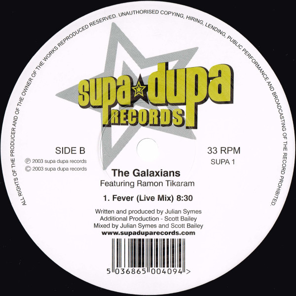 The Galaxians Featuring Ramon Tikaram - Fever | Supa Dupa Records (SUPA 1) - 2