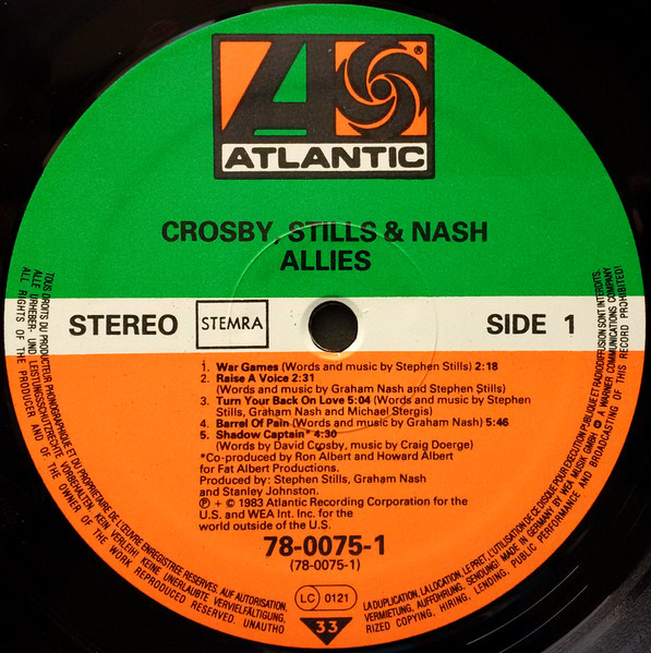 Crosby, Stills & Nash - Allies | Atlantic (78-0075-1) - 2