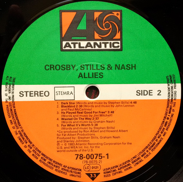 Crosby, Stills & Nash - Allies | Atlantic (78-0075-1) - 3