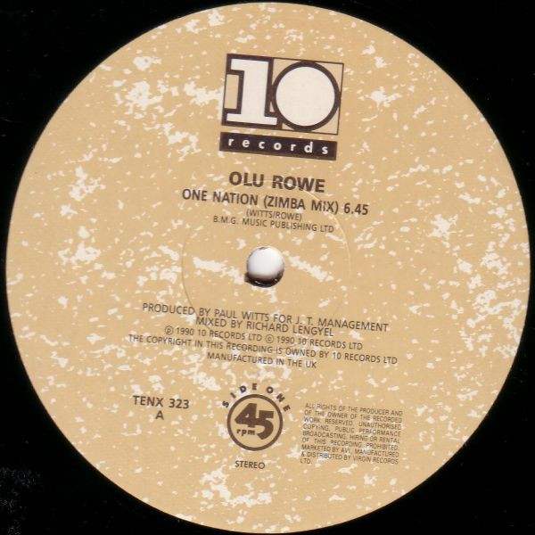 Olu Rowe - One Nation | 10 Records (TENX 323) - 3 Olu Rowe - One Nation | 10 Records (TENX 323) - 3