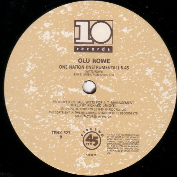Olu Rowe - One Nation | 10 Records (TENX 323) - 4 Olu Rowe - One Nation | 10 Records (TENX 323) - 4