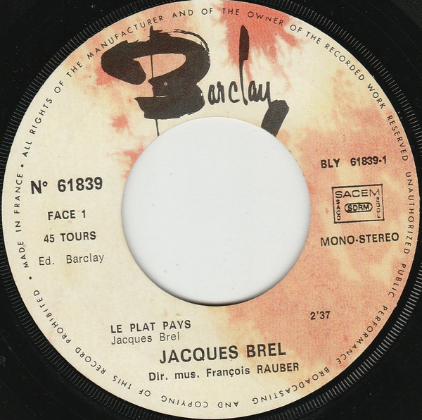 Jacques Brel - Le Plat Pays / Les Bigotes | Barclay (61 839) - 3