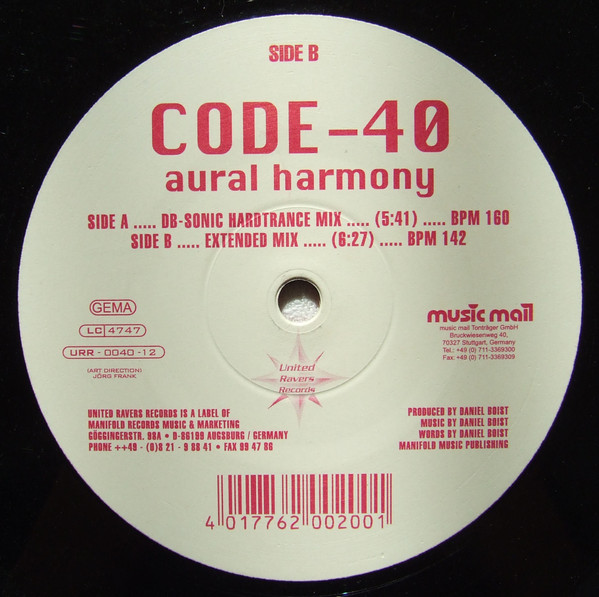 Code-40 - Aural Harmony | United Ravers Records (URR-040-12) - main Code-40 - Aural Harmony | United Ravers Records (URR-040-12) - main