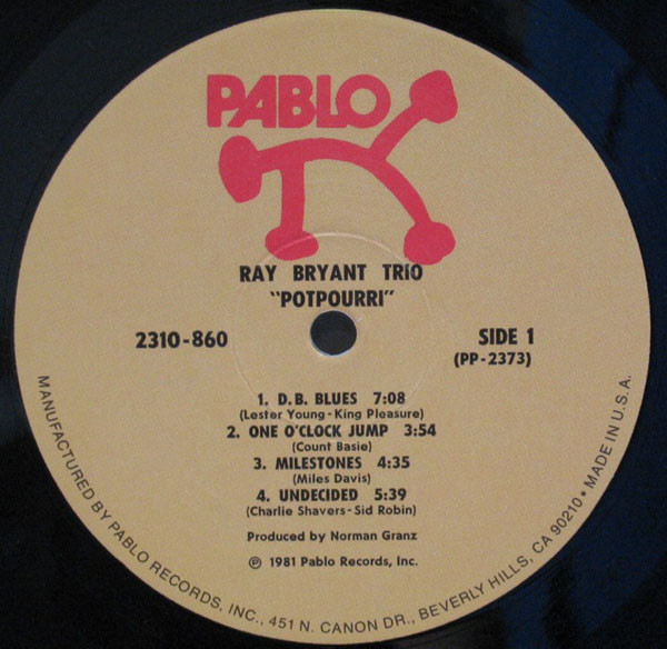 Ray Bryant Trio - Potpourri | Pablo Records (2310 860) - 3 Ray Bryant Trio - Potpourri | Pablo Records (2310 860) - 3