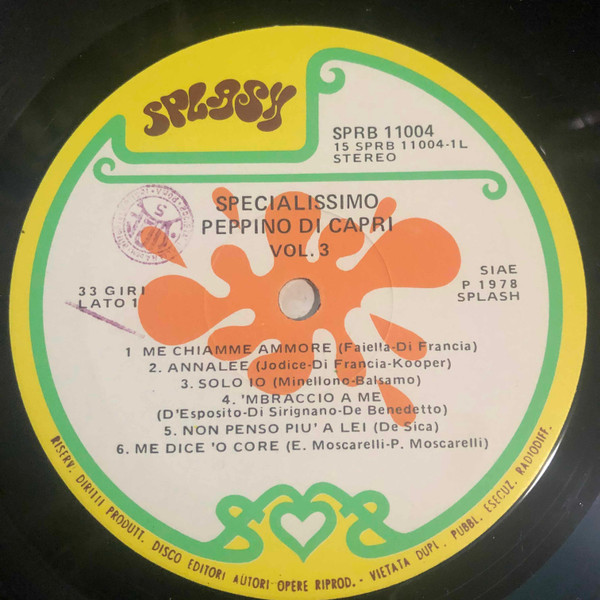 Peppino Di Capri - Specialissimo Vol.3 | Splash (SPRB 11004) - 3