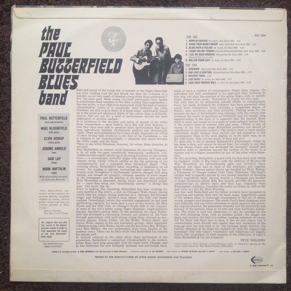 The Paul Butterfield Blues Band - The Paul Butterfield Blues Band | Elektra (EKS 7294) - 2 The Paul Butterfield Blues Band - The Paul Butterfield Blues Band | Elektra (EKS 7294) - 2