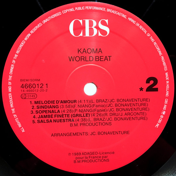 Kaoma - Worldbeat | CBS (CBS 466012-1) - 3 Kaoma - Worldbeat | CBS (CBS 466012-1) - 3