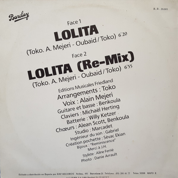 Toko - Lolita | Raf Records (R.R. 20003) - 2