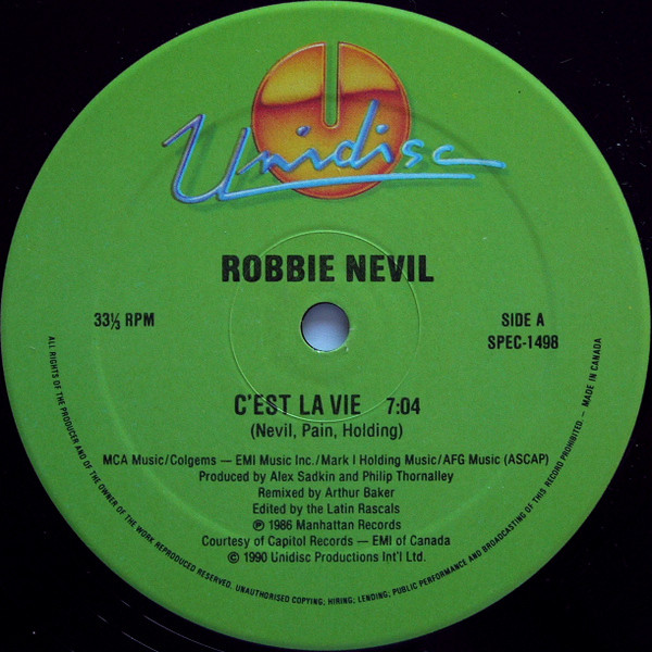 Robbie Nevil / KC & The Sunshine Band - C'Est La Vie / (Shake, Shake, Shake) Shake Your Booty / I'm Your Boogie Man (12") [Vinyl] | Unidisc (SPEC-1498) - 3