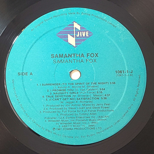 Samantha Fox - Samantha Fox | Jive (1061-1-J) - 4