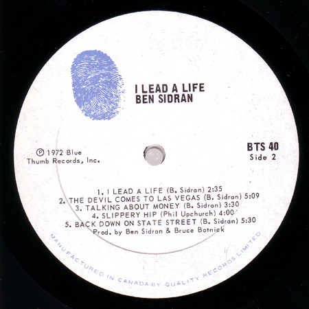 Ben Sidran - I Lead A Life | Blue Thumb Records (BTS 40) - 3 Ben Sidran - I Lead A Life | Blue Thumb Records (BTS 40) - 3