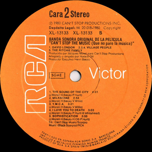 Village People - Can't Stop The Music - Banda Sonora Original De La Pelicula | RCA Victor (XL-13133) - 4 Village People - Can't Stop The Music - Banda Sonora Original De La Pelicula | RCA Victor (XL-13133) - 4