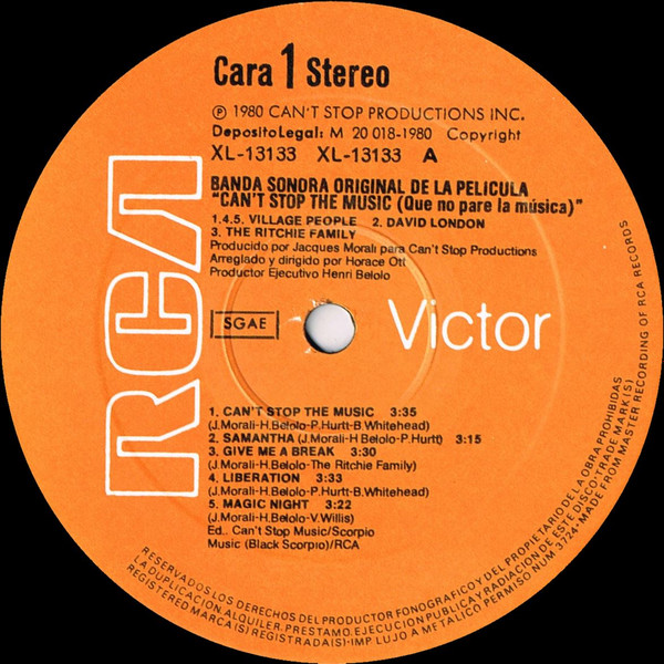 Village People - Can't Stop The Music - Banda Sonora Original De La Pelicula | RCA Victor (XL-13133) - 3 Village People - Can't Stop The Music - Banda Sonora Original De La Pelicula | RCA Victor (XL-13133) - 3