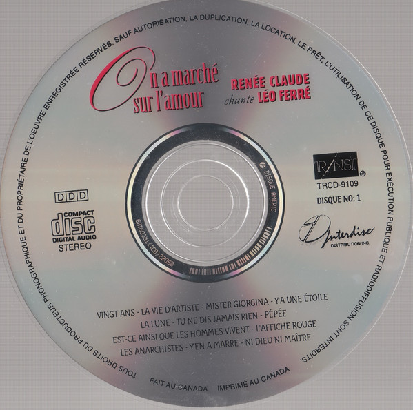 Renée Claude - On A Marché Sur L'Amour (Renée Claude Chante Léo Ferré) | Transit (TRCD-9109-10) - 4