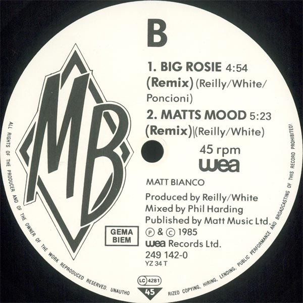 Matt Bianco - More Than I Can Bear (Remix) | WEA (249 142-0) - 3 Matt Bianco - More Than I Can Bear (Remix) | WEA (249 142-0) - 3