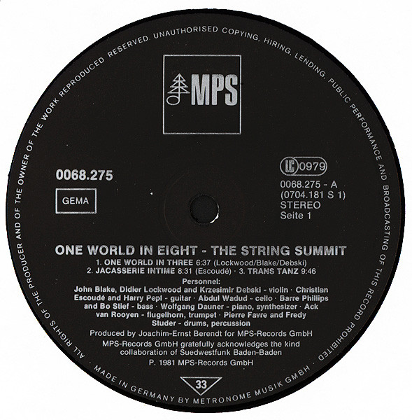 The String Summit - One World In Eight | MPS Records (0068.275) - 3