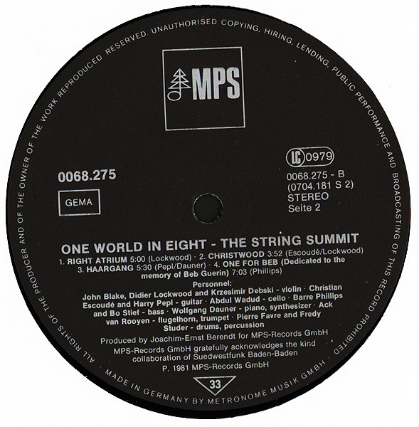 The String Summit - One World In Eight | MPS Records (0068.275) - 4