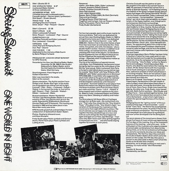 The String Summit - One World In Eight | MPS Records (0068.275) - 2
