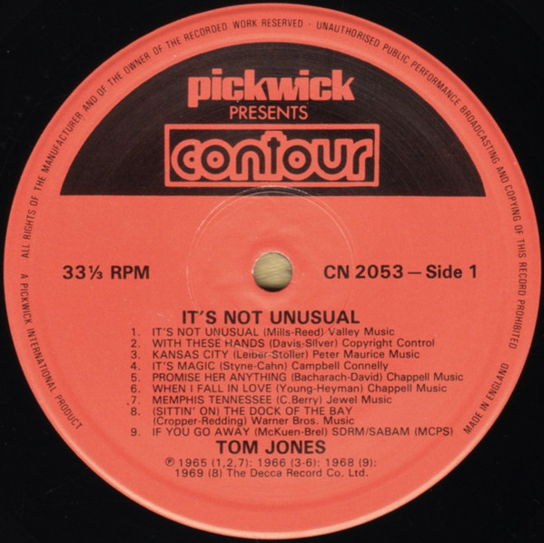 Tom Jones - It's Not Unusual | Contour (CN 2053) - 3