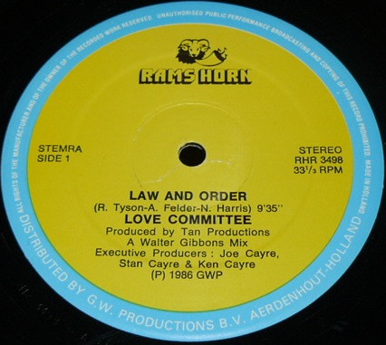 Love Committee - Law And Order / Just As Long As I Got You | Rams Horn Records (RHR 3498)