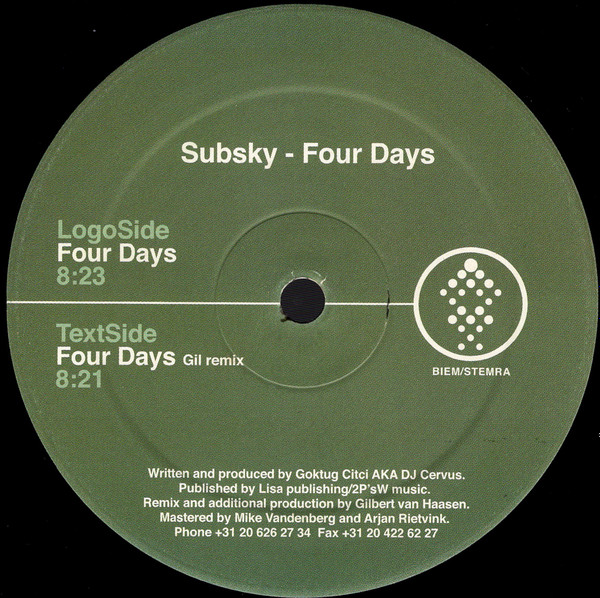 Subsky - Four Days | Sadie Records (Sadie 011) - 3